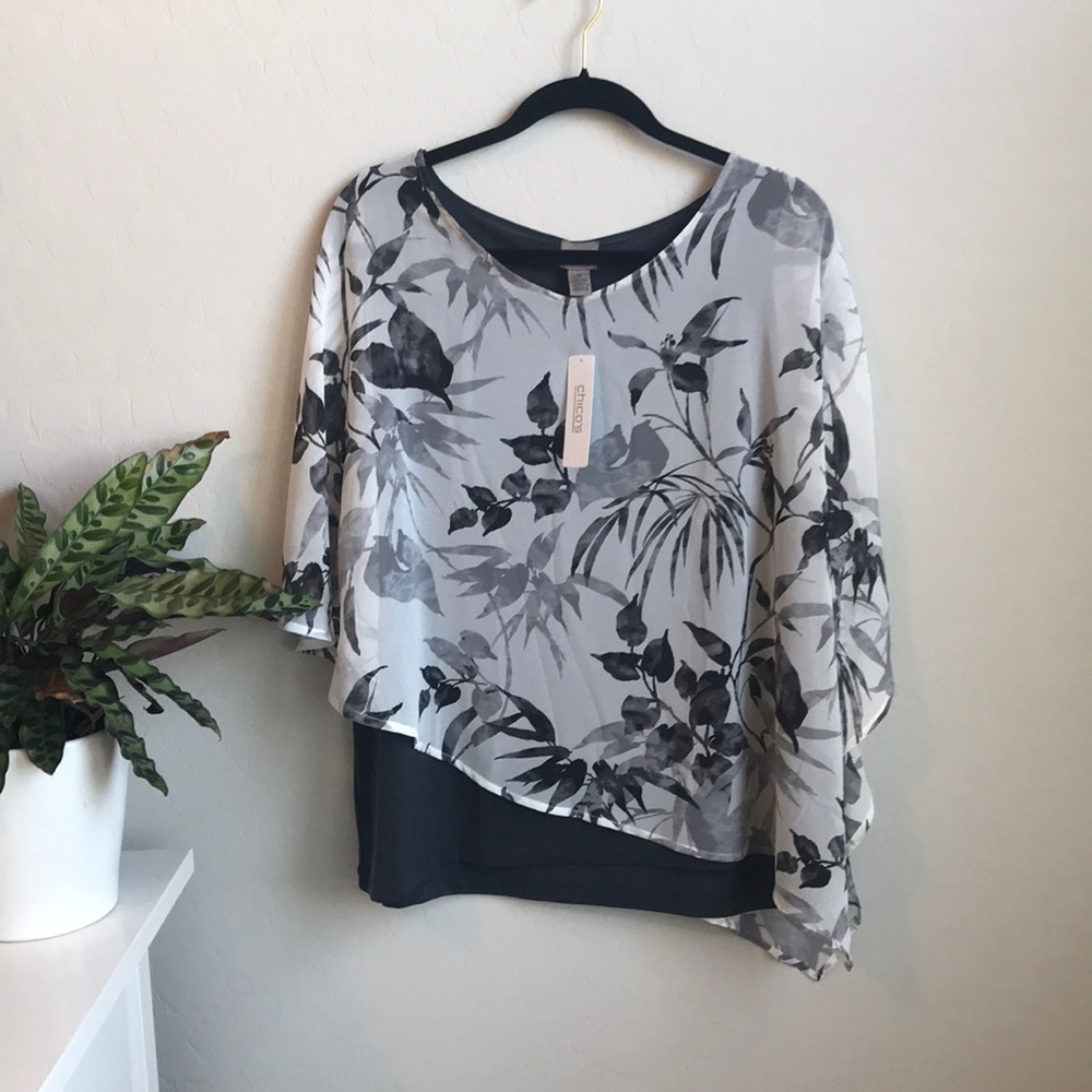 CHICOS Garden Oasis Asymmetrical Top